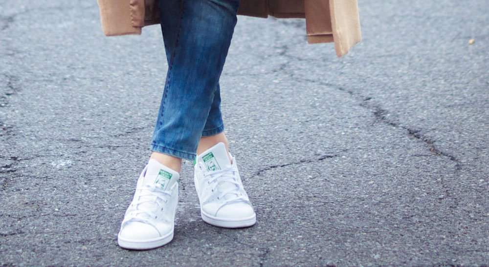 white sneakers in fall